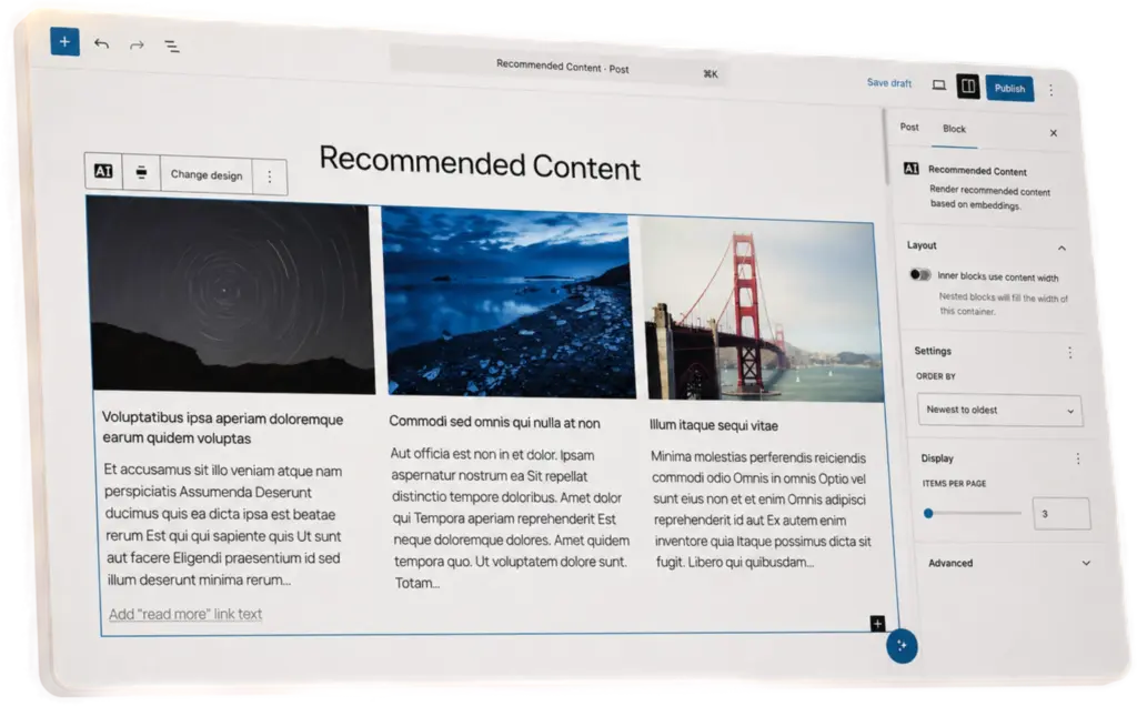 ClassifAI's recommended content block