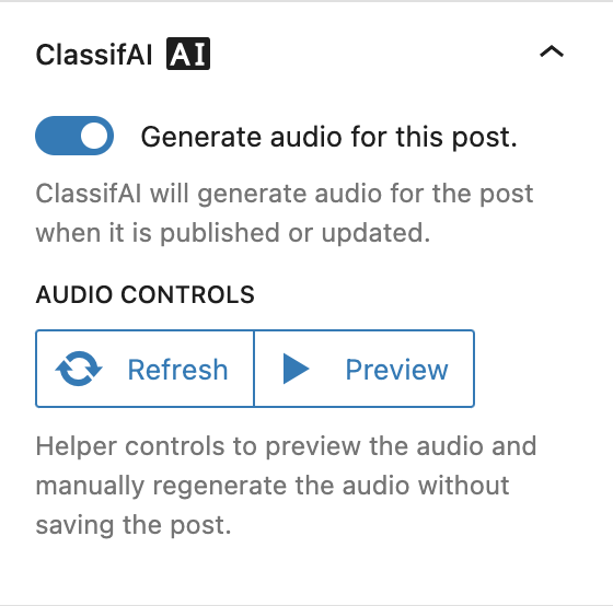 Front-end "read to me" audio player rendered above a post body, generated by Azure text-to-speech.